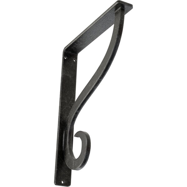 Ekena Millwork Ashford Single, Wrought Iron Bracket, (Single center brace), Antiqued Silv 1 1/2"W x 7 1/2"D x 10"H BKTM01X07X10SASASV - main